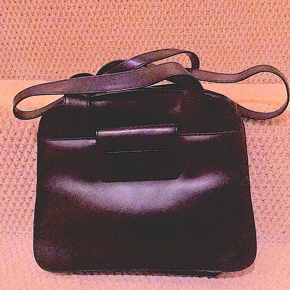 NEW Cerruti 1881 black genuine leather purse shoulder tote bag Paris Vintage